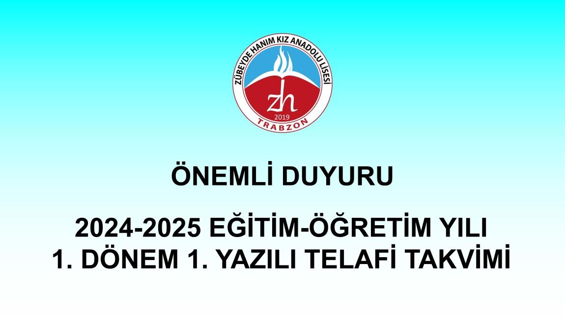 2023-2024 Eğitim-Öğretim Yılı 1. Dönem 1. Yazılı Telafi Takvimi